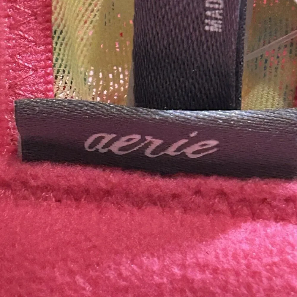 Aerie 36D Pink & Green Push Up Lace Bra